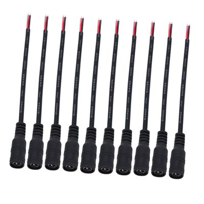 10pcs Dc Female Power Connector Adapter for CCTV Camera Black for Power Supply and Wiring Projects