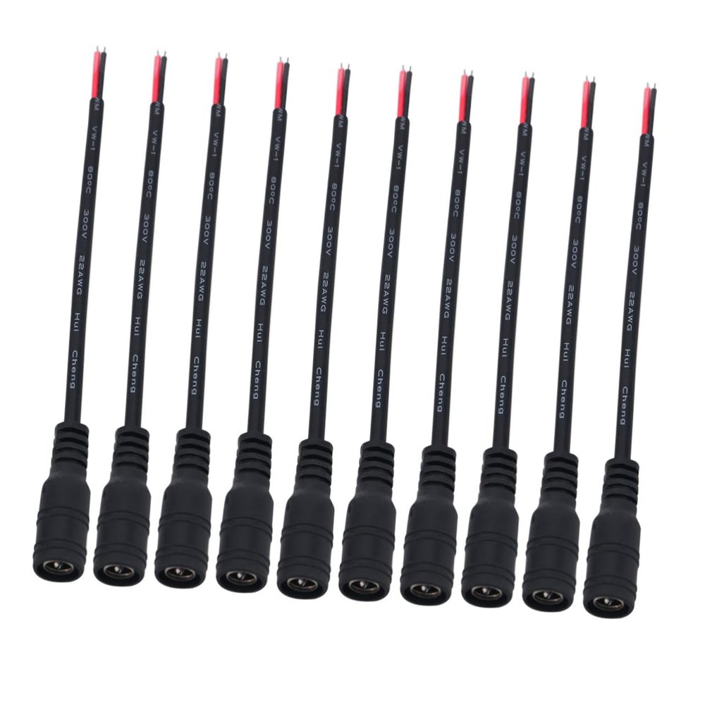 10pcs Dc Female Power Connector Adapter for CCTV Camera Black for Power Supply and Wiring Projects
