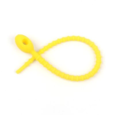 10Pcs Silicone Reusable Bag Ties Twist Wire Fasten Cable Zip Tie Headset Data Line Wire Tie All-Purpose Food Grade Bread Bag Tie - (Color: Yellow)