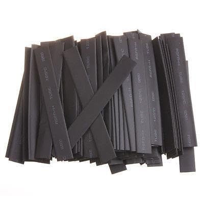 100+-2% pcs 8.0mm Diameter Red Yellow Green Blue Black White Clear Heat Shrinkable Tube Shrink Tubing 100mm length 2:1 - (Color: Black)