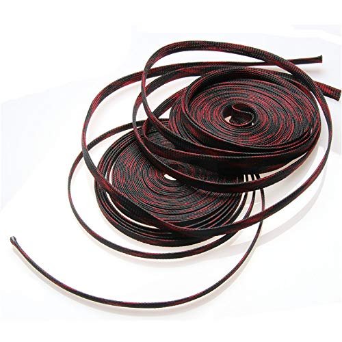 100M Red&Black Expandable Insulated Cable Sleeve Wrapper Protecting Tight PET Braided Sleeves Wire Gland Insulated