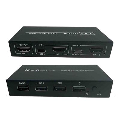 F7X3K0Z 4K KVM Switch HDMI-Compatible 2 Port Box USB for Shared Monitor Keyboard and Mouse Adaptive EDID/HDCP Printer Plug and Play