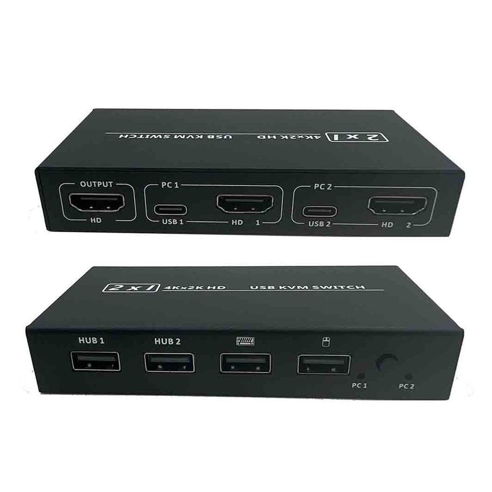 F7X3K0Z 4K KVM Switch HDMI-Compatible 2 Port Box USB for Shared Monitor Keyboard and Mouse Adaptive EDID/HDCP Printer Plug and Play
