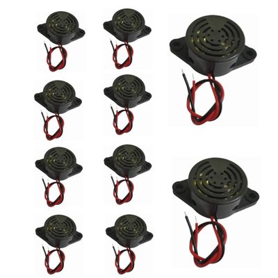 GDQLCNXB DC 3-24V 80dB Active Piezo Electronic Buzzer Beep Tone Alarm Ringer Continous Sound 10Pcs (Black) SFM-27-I