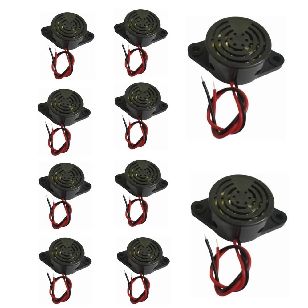 GDQLCNXB DC 3-24V 80dB Active Piezo Electronic Buzzer Beep Tone Alarm Ringer Continous Sound 10Pcs (Black) SFM-27-I