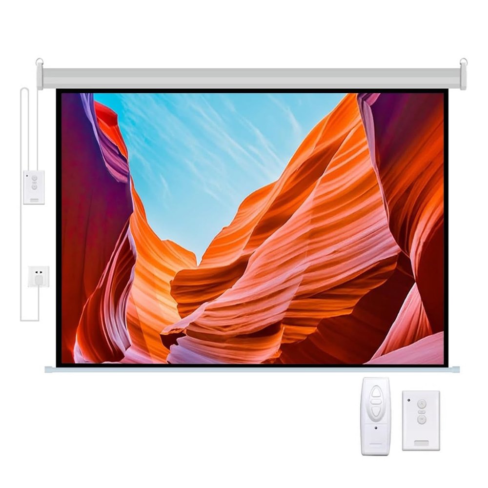 72 Inch Motorized Projector Screen 4:3 16:9 Projection Screen Adjustable with Remote Control Indoor/Outdoor HD Movie Screen, Wall/Ceiling Mounted, Perfect for Home Office Theater TV(72inch(16:9))