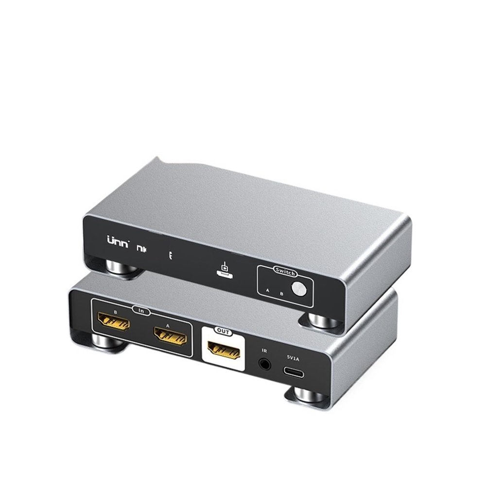 D3LX0Z1 HDMI Switch 8K 60Hz 4K 120Hz HDMI-Compatible Switcher 2 in 1 Out with Remoter Control Converter for Xb*ox P*S5 Monitors TV(EU Plug)