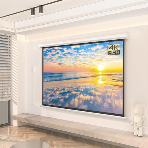 60" 72" Electric Projector Screen Ultra HDR Upgraded Motorized Projection Screen with Remote Support 4:3 16:9 Electric Screens Perfect for Meeting, School, Home(60inch(4:3))