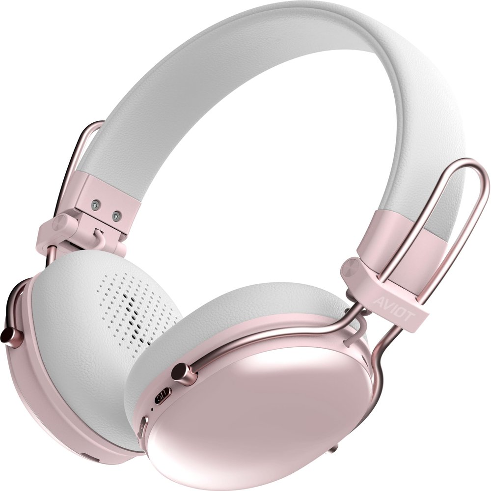 AVIOT WA-Q1 Noise-Canceling Wireless Headphones | On-Ear Headphones, 55-Hour Playback, Fast Charging, Drivers, Stylish Design, Lightweight, Comfortable Fit, Compact Foldable Design (Pink)