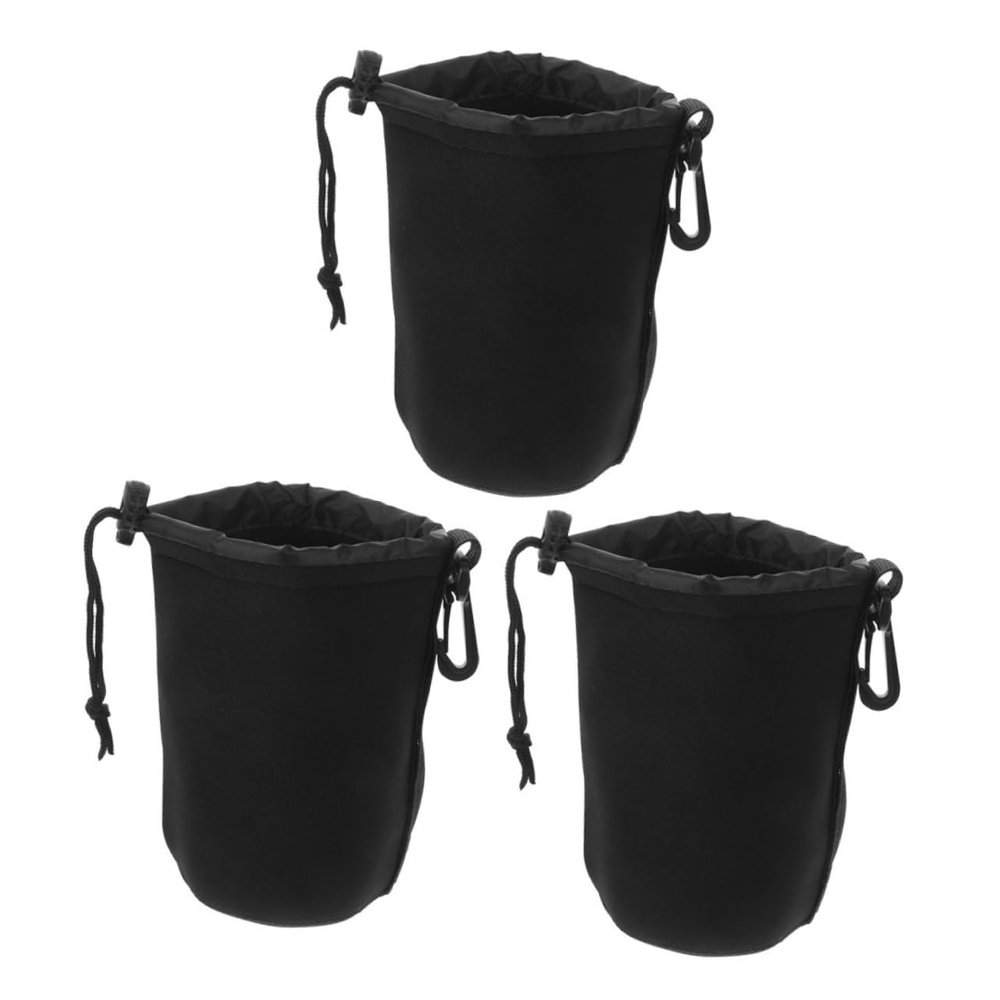 3pcs Compact Camera Lens Case Padded Lens Pouch Multi-functional Storage