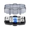 2 Way Mini-ANL Fused Distribution Block, 1 X 0/2/4 Gauge in / 2 X 4/8 Gauge Out Fused Distribution Block with 60A, 80A, 100A Fuses and Mounting Parts for Auto UTV Boat Stereo view 3