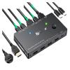 L6AS0F7 8K KVM HDMI Switch 2 Ports,KCE*VE USB 3.0 KVM Switcher Box,Support 8K@60Hz 4K@120Hz for 2 Computers Share Mouse Keyboard Monitor view 1