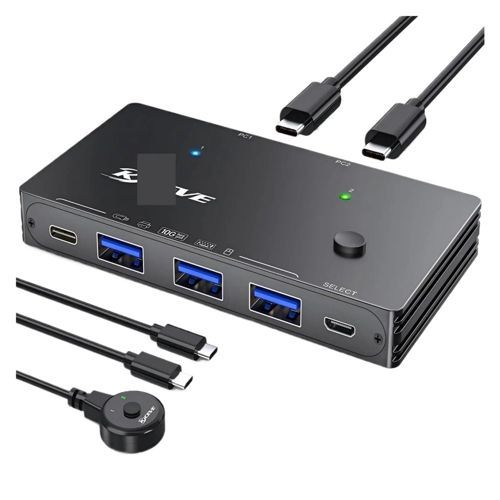10Gbps USB Switch 2 Computers Share 4 USB 3.2 Ge*n 2 Ports,USB Switcher Selector for PC Laptop Keyboard Mouse Webcam Portable SSD