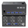 KC*EVE Triple Monitors KVM Switch 2 Displayport HDMI USB 3.0 KVM Switch 8K@60Hz 4K@144Hz 3 Monitors 2 Computers KVM with 4 USB3.0(with EU Plug) view 1