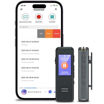 64GB Voice Recorder,AI Recording Device with Phone APP One-Touch Recording, Capacity is 1600 Hrs Voice Recorder with Playback, Audio Recorder for Lectures, Meetings, Cars, Interviews Class(64GB-APP)