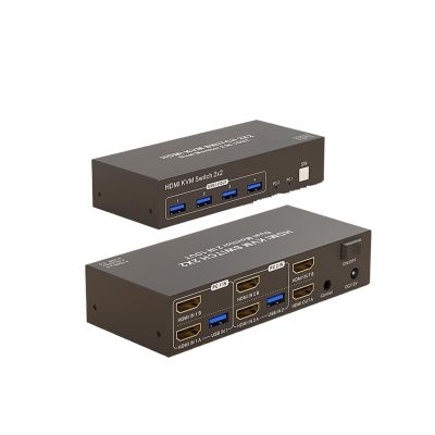 4K 60Hz HDMI KVM Switch Dual Monitor 2 Computers, HDMI USB 3.0 KVM Switcher Extended Display for 2 PC Share Mouse Keyboard(HDMI in DP Out)
