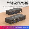 4K 60Hz HDMI KVM Switch Dual Monitor 2 Computers, HDMI USB 3.0 KVM Switcher Extended Display for 2 PC Share Mouse Keyboard(HDMI in DP Out) view 2