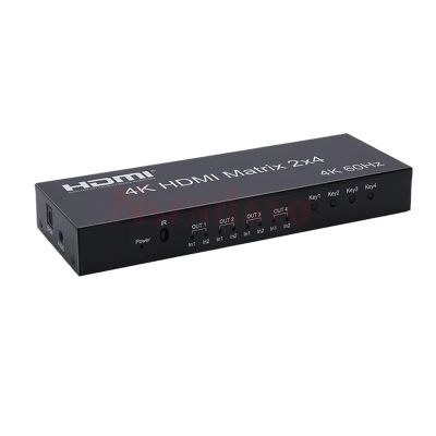 Y0S3QZ1 3D Video HDMI2.0 Version 2 in 4 Out Matrix 4K60hz Resolution HDMI Matrix 2X4 HDMI Switcher Splitter(UK Plug)