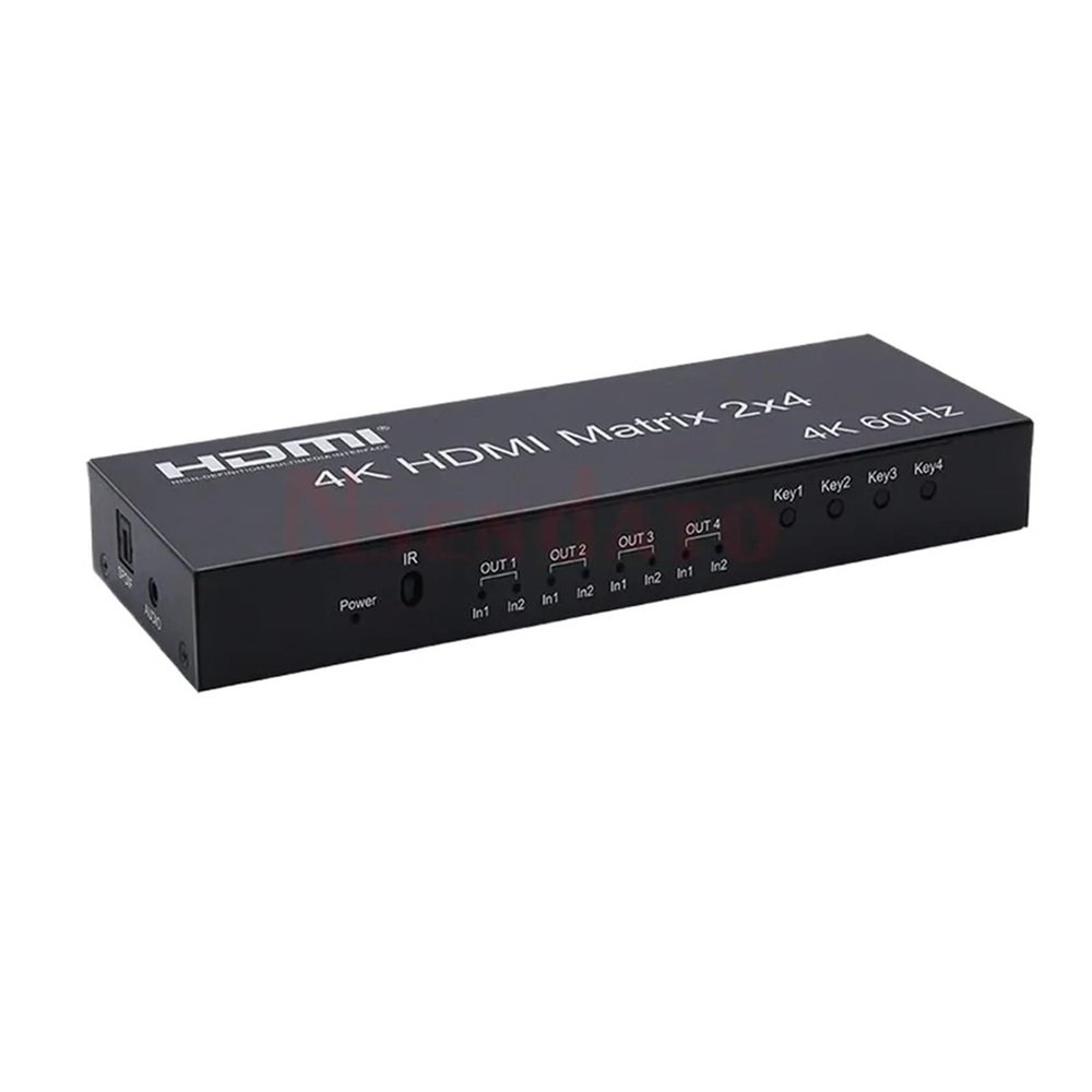 Y0S3QZ1 3D Video HDMI2.0 Version 2 in 4 Out Matrix 4K60hz Resolution HDMI Matrix 2X4 HDMI Switcher Splitter(UK Plug)