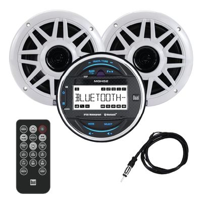 Dual Electronics MXPGH52 Gauge Hole Marine Stereo IPX6 with 6.5" Speakers
