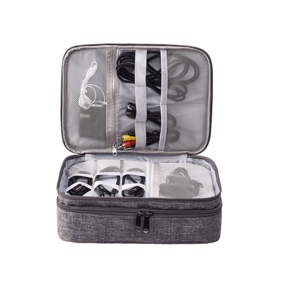 BRIGHTFUFU Cable Carrying Case for Electronics 3-layer Storage Bag u Disk Power Bank Organizer Pouch