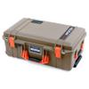 Dark Desert Dirt Pelican 1535 Air case with Orange Handles & latches. Comes Empty & with Wheels. view 2