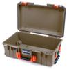 Dark Desert Dirt Pelican 1535 Air case with Orange Handles & latches. Comes Empty & with Wheels. view 4