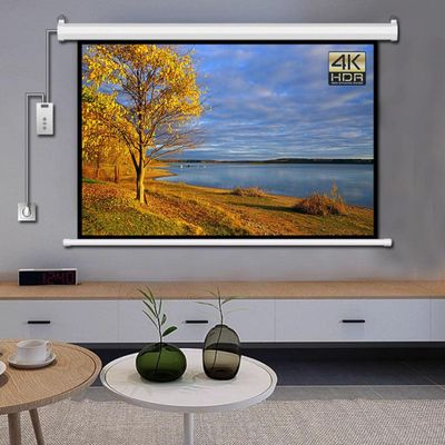 4:3 16:9 HD Movie Screens 60 Inch 72 Inch Motorized Projection Screen Anti-Crease with Remote Control Electric Projector Screen for Wall Or Ceiling(60inch(16:9))