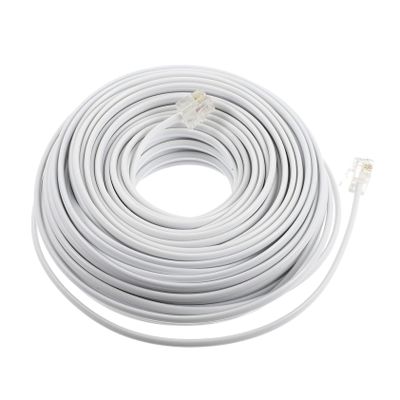 Housoutil 20m Telephone Extension Cord Long Cable Connectors for Phone Fax Modem