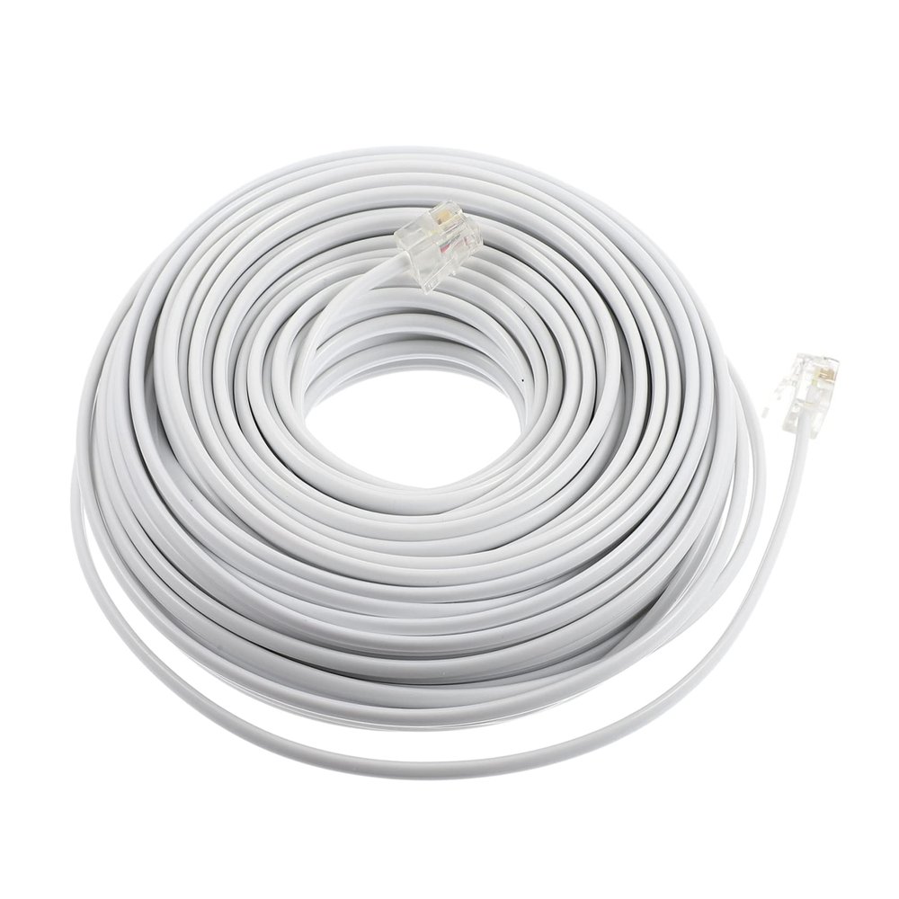 Housoutil 20m Telephone Extension Cord Long Cable Connectors for Phone Fax Modem