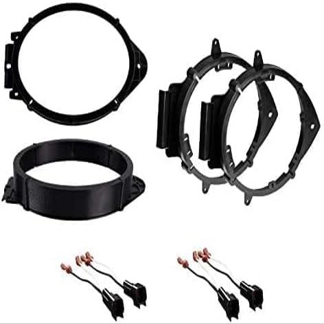 6x9 Front + 6.5" Rear Door Car Stereo Speaker Install Bracket Plates + Wire Connectors -Made for Chevrolet GMC: 2018-2024 Colorado, Silverado, Suburban, Tahoe, Canyon, Sierra, Yukon