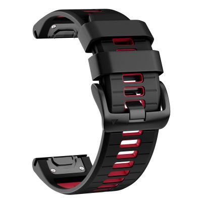 BCMCBV 26mm Watch Band for Garmin Fenix 7X Pro/Fenix 7X/Fenix 6X Pro/Fenix 6X/Fenix 5X/Fenix 3, Silicone QuickFit 26mm Replacement for Garmin Descent Mk3i 51mm/Epix Pro 51mm/TACTIX 7(Black Red)