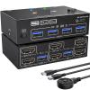 D3LX0Z1 D*ual Monitor KVM Switch 2 Port 4K@60Hz 2K@144Hz Simu*Lation EDID,K*CEVE HD*MI USB 3.0 Switch Extended Display 2 Monitors 2 Computer view 1