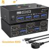 D3LX0Z1 D*ual Monitor KVM Switch 2 Port 4K@60Hz 2K@144Hz Simu*Lation EDID,K*CEVE HD*MI USB 3.0 Switch Extended Display 2 Monitors 2 Computer view 2