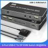 L6AS0F7 8K@60Hz USB C KVM Switch 2 Port 4K@120Hz,USB C KVM Switch for 2 Computers with 3 USB 2.0 Ports & Microphone Audio,2 USB-C Cables(USBC to DP) view 3