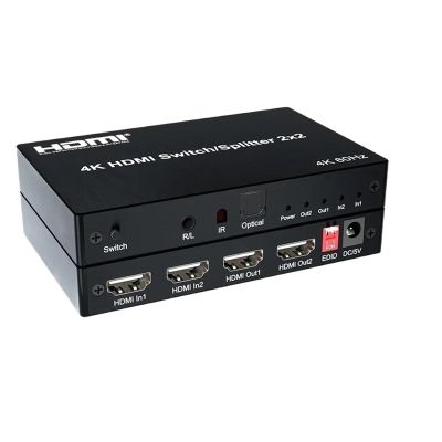 D3LX0Z1 4K 60hz 2x2 HDMI Switch Splitter 2 in 2 4 Out 2x4 HDMI Switcher 3.5mm Audio Extract 3D Video Converter Dual TV 2 3 or 4 Display(4K 60hz 2x4)