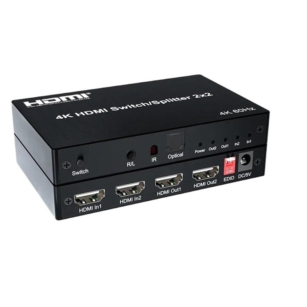 D3LX0Z1 4K 60hz 2x2 HDMI Switch Splitter 2 in 2 4 Out 2x4 HDMI Switcher 3.5mm Audio Extract 3D Video Converter Dual TV 2 3 or 4 Display(4K 60hz 2x4)