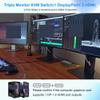D3LX0Z1 KVM Switch 3 Monitors 2 Computers 4K@60Hz, 2 HDMI+Displayport KVM Switch Triple Monitor for 2 Computer Share 3 Monitor(with US Plug) view 4
