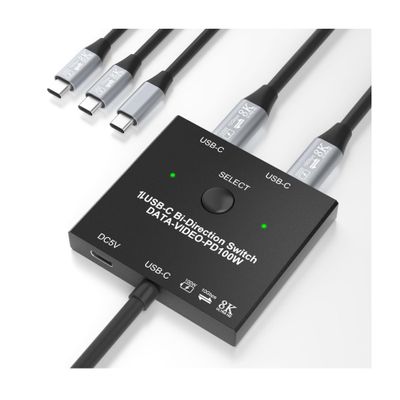 D3LX0Z1 Bi-Directional 8K@60Hz USB C Switch for 2 Computer,4K@120Hz USB C KVM Switch Splitter,for 100W Charge+10Gbps Data+Video Transfer(C201)