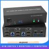 D3LX0Z1 KVM Switch 3 Monitors 2 Computers 4K@60Hz, 2 HDMI+Displayport KVM Switch Triple Monitor for 2 Computer Share 3 Monitor(with EU Plug) view 3