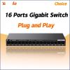 16 Port Gigabit Switch 1000Mbps Desktop PC Switch Hub Network Full/Half Duplex Vlan Ethernet Switch Camera As*ic Mi*ner(Add UK Plug) view 2