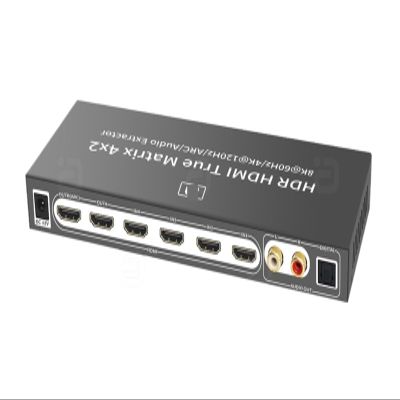 Y0S3QZ1 HDMI2.1 8K 4x2 Matrix Switch Extractor 4K@120Hz CEC HDMI-Compatible Audio Converter Splitter Adapter to Optical TOSLINK SPDIF RL(EU Adapter)