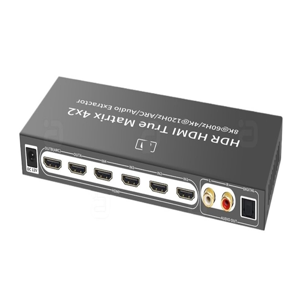 Y0S3QZ1 HDMI2.1 8K 4x2 Matrix Switch Extractor 4K@120Hz CEC HDMI-Compatible Audio Converter Splitter Adapter to Optical TOSLINK SPDIF RL(EU Adapter)