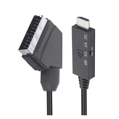 D3LX0Z1 1m Switch Converter Scar*t to HDMI-Compatible 1080P Video Audio Converter Adapter DC 5V Micro USB Cable Accessories for HDTV/DVD