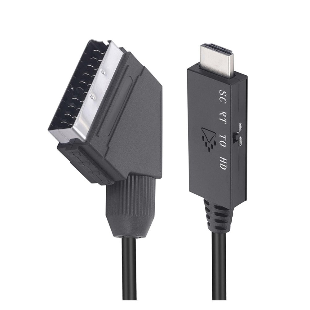 D3LX0Z1 1m Switch Converter Scar*t to HDMI-Compatible 1080P Video Audio Converter Adapter DC 5V Micro USB Cable Accessories for HDTV/DVD