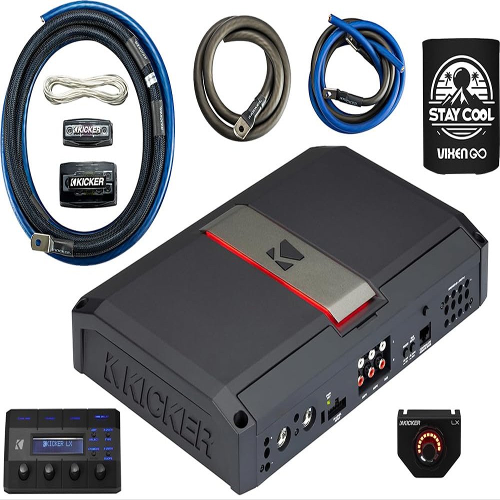 KICKER Amplifier and Amp Kit Package of 2 Items - LX Series 1200W RMS Class D 5-Channel Amplifier and 1/0AWG Power Wiring Kit 51LX1200.5+46PKD1