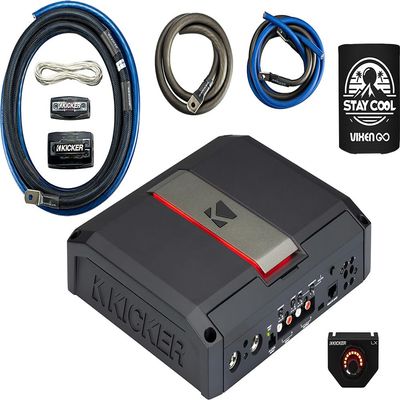 KICKER Amplifier and Amp Kit Package of 2 Items - LX Series 1650W RMS Class D Monoblock Amplifier and 1/0AWG Power Wiring Kit 51LX1650.1+46PKD1