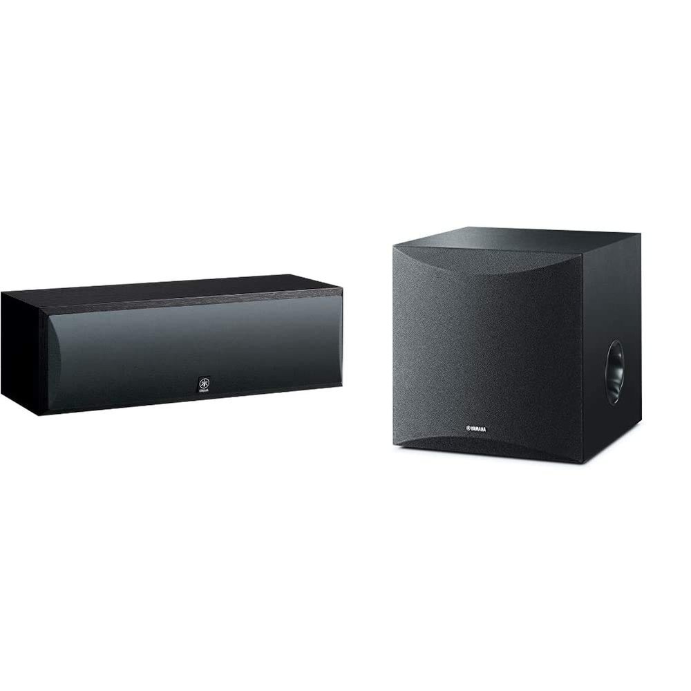YAMAHA Home Theater Bundle: NS-SW100BL 10-Inch 100W Powered Subwoofer & NS-C210BL Two-Way Center Channel Speaker - Black