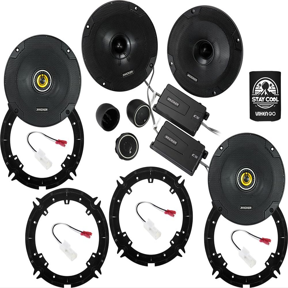 KICKER Speakers 6.75 inch for Kia Optima 2011-2015 Upgrade Kit - 2 Pairs of CS Series with Adapters and Harness, Car Audio Front & Rear Door Speaker CSS674, 46CSS674 & CSC674, 46CSC674