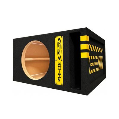 30HZ Reinforced Competition Single Ported Sub Box Sub Woofer Enclosure Speaker Box Car Audio Subwoofer Ground Shaker Box Ground-Shaker (Caution Yellow, 10")